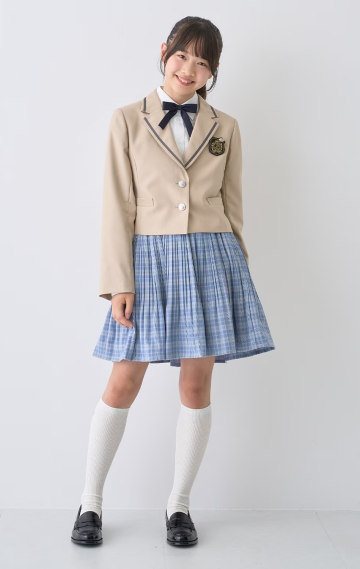 ブローチ付きジャケットとプリーツスカートの卒服5点セット